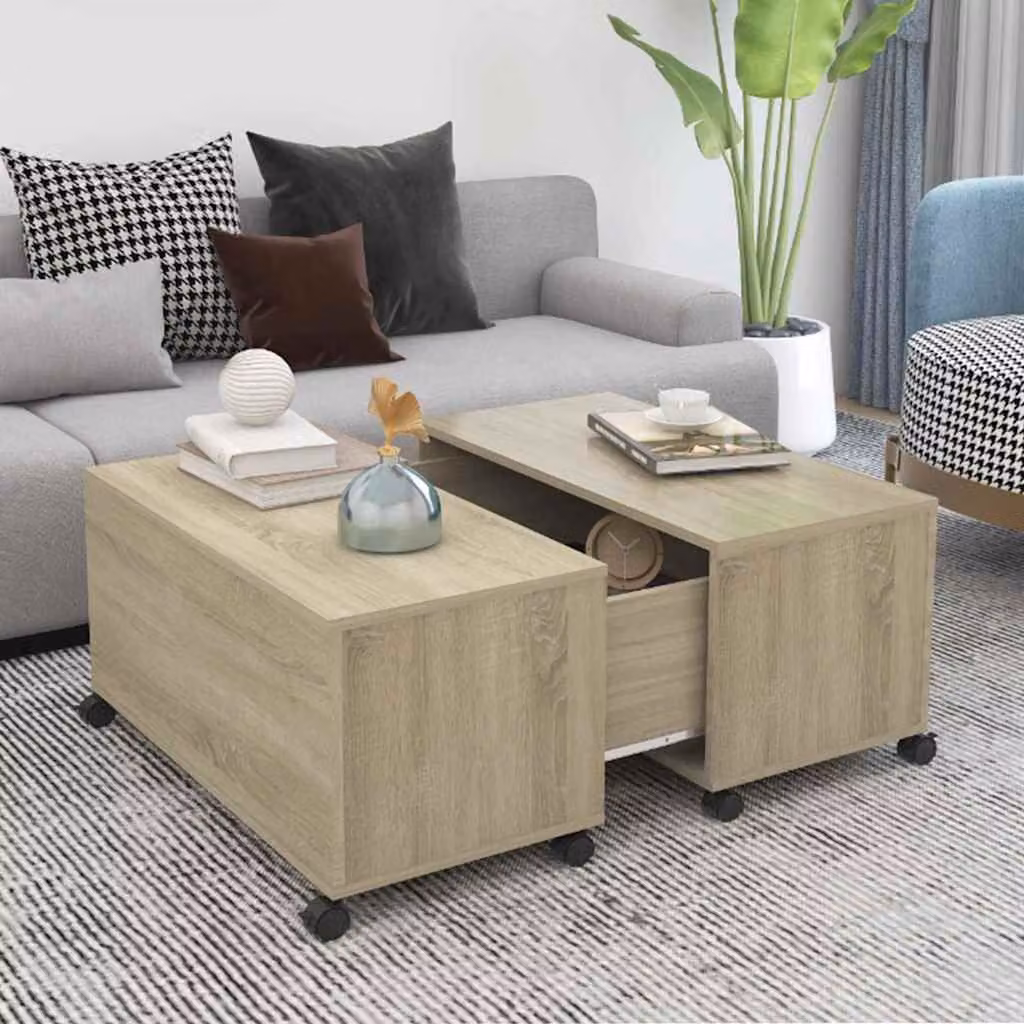 vidaXL Tavolino da Salotto Quadrato in Legno Rovere, Colore Marrone/Beige, L 75 x P 75 x H 38 cm