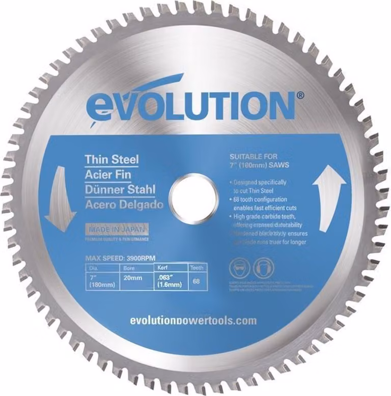 Lama Evolution TCT in acciaio sottile 180 mm / 68t per seghe circolari