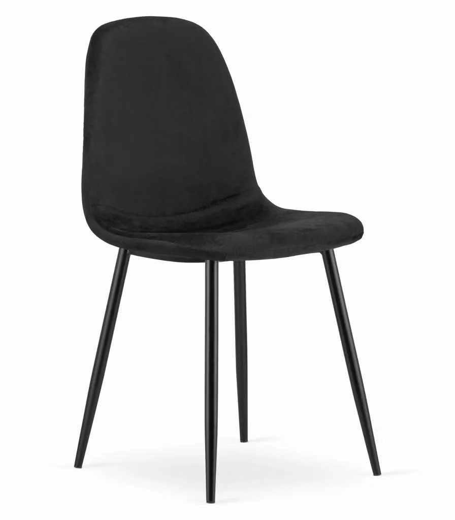 Set di 4 sedie da pranzo Valora in velluto nero con struttura in metallo, L: 44,5 cm, P: 48 cm, H: 87,5 cm – 2