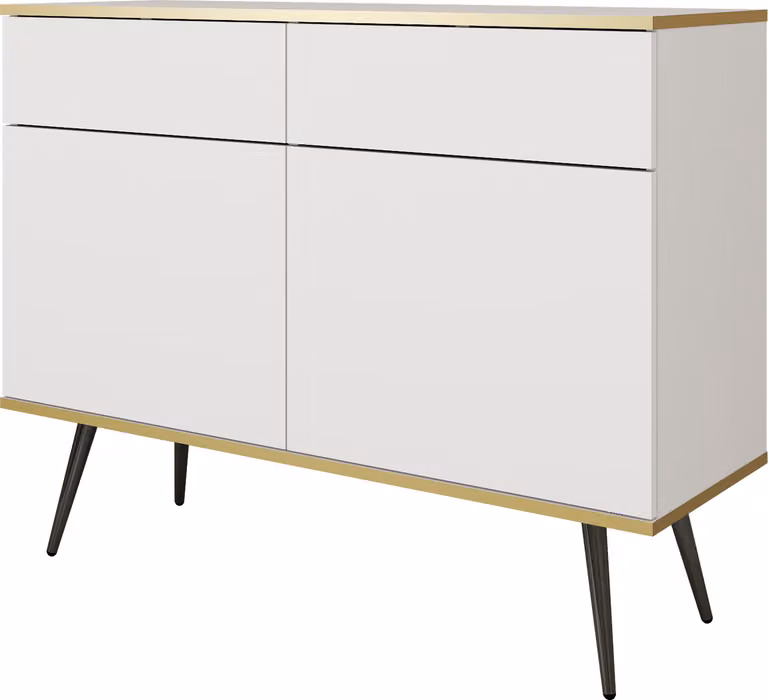 Cassettiera: bianca con gambe nere, 107x85x39 cm