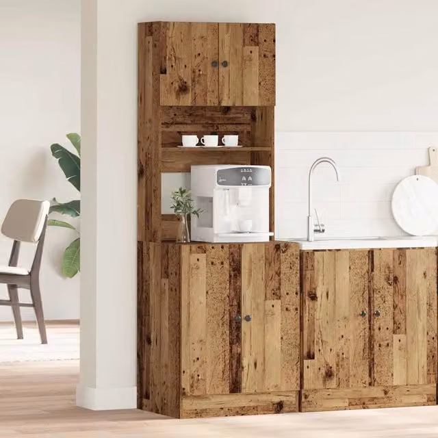 Credenza da cucina 2 pz-Set di 2 Buffet-Armadio da cucina Legno vecchio 60 x 50 x 180 cm