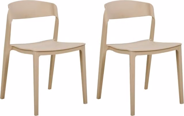 Set di 2 sedie da pranzo beige impilabili con gambe senza braccioli Sedie da conferenza in plastica Design moderno contemporaneo Sedute per la sala da pranzo