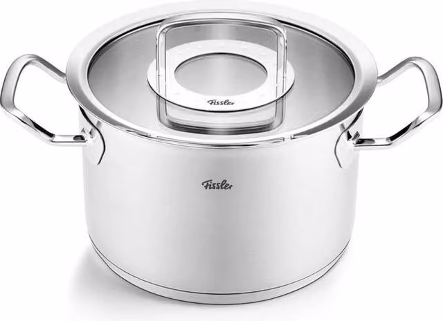 Pentola Fissler Profi Collection in Acciaio Inox Color Argento con Coperchio in Vetro, Diametro: 20 cm, Capacità: 4.0 l