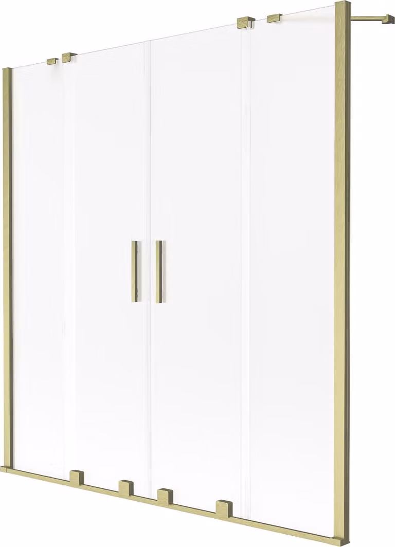 Mexen Velar Duo paratia per vasca da bagno a 2 ante scorrevoli 150 x 150 cm, brina, oro spazzolato - 896-150-000-32-55
