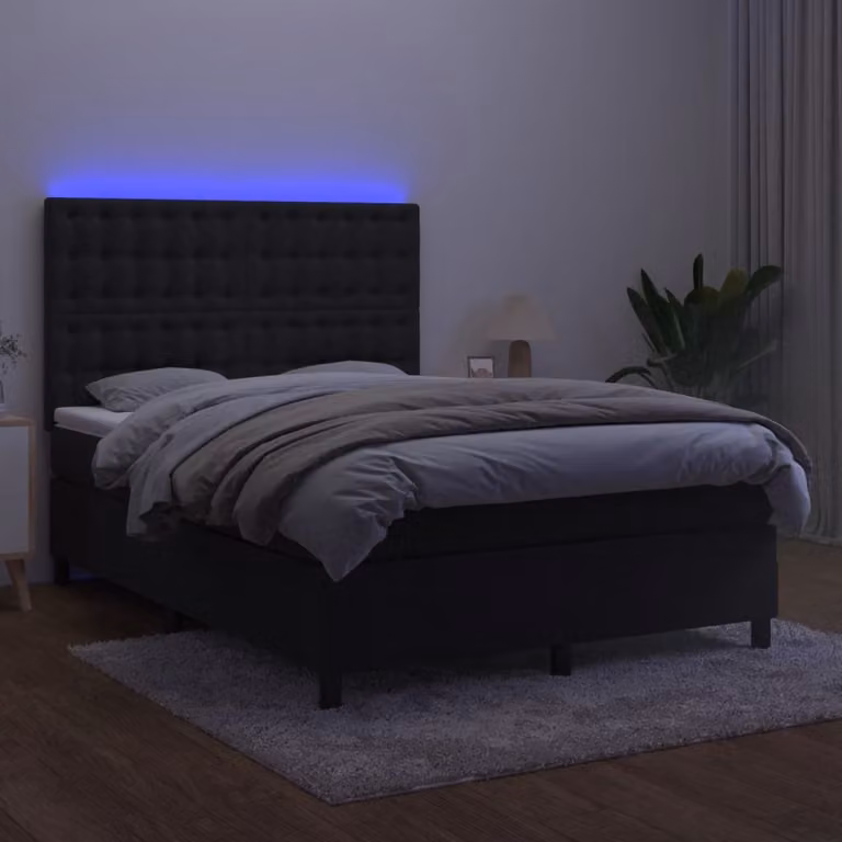 Maison Exclusive - Letto a Molle con Materasso e LED Nero 140x190 cm in Velluto