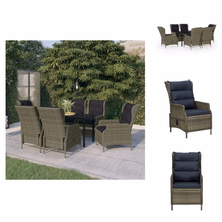 vidaXL set da pranzo da giardino 7 pezzi marrone - Set di mobili da giardino