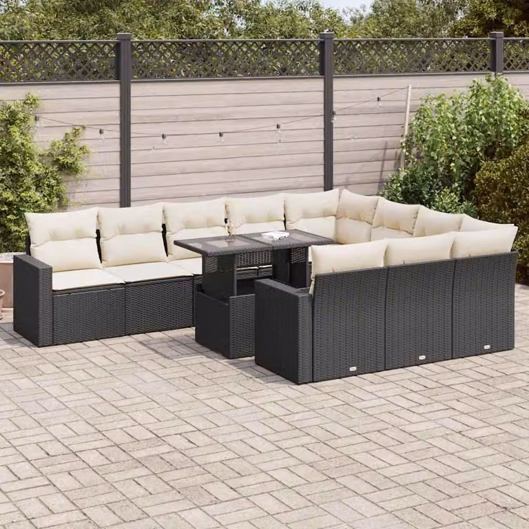 Maison Exclusive - Set da giardino 11 pezzi con cuscini in poly rattan nero