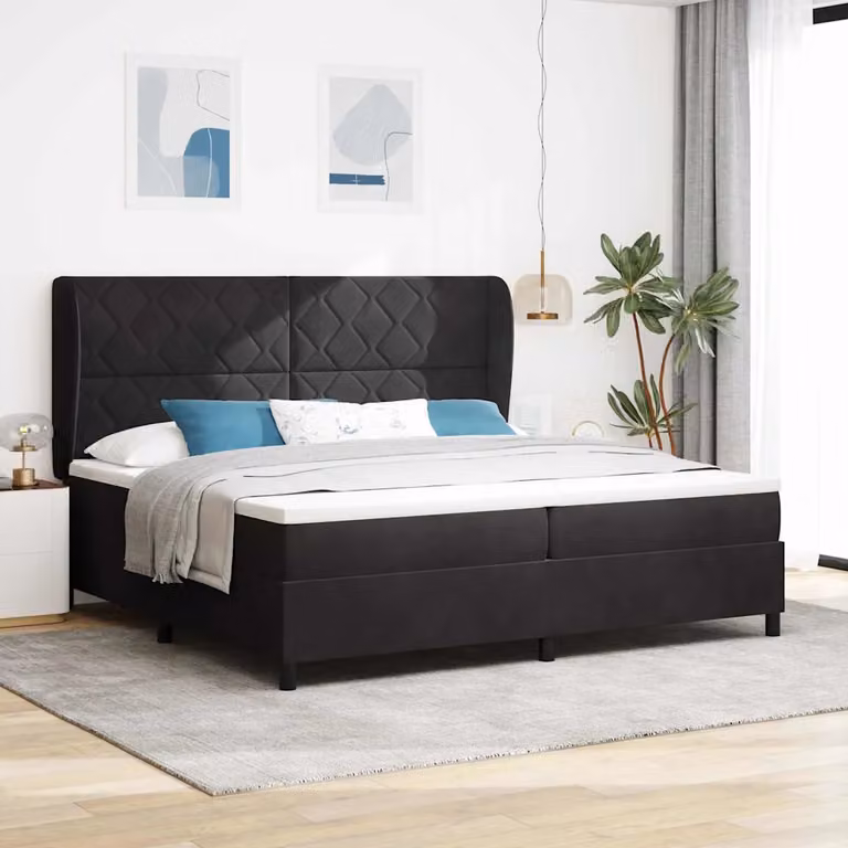 Letto ibrido con testiera in velluto vidaXL, Nero, L: 200 cm, P: 200 cm, H: 203 cm