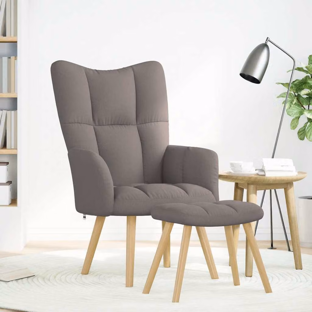 Maison Exclusive - Poltrona relax con poggiapiedi in tessuto color taupe