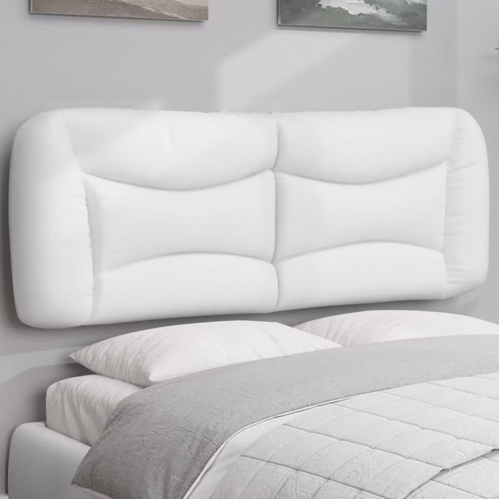 Cuscino Testiera vidaXL Hvar Bianco in Similpelle con Pannello Imbottito da Appendere a Parete L: 130 cm, H: 48 cm, P: 15 cm