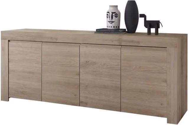 Buffet 4 porte in legno, collezione ZEFIR, colore rovere chiaro, perfetto per il vostro soggiorno