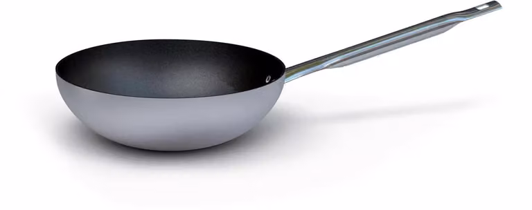 Padella wok per mantecare con un manico in acciaio inox, diam. 24cm