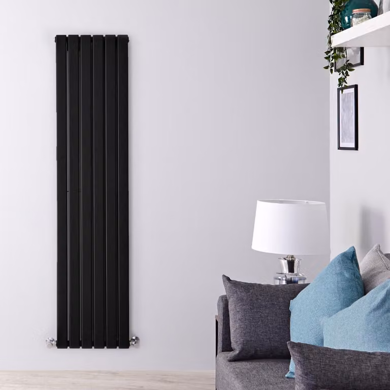 Radiatore Verticale Doppio di Design Nero Opaco - 1600 x 420mm - 1040W - Delta