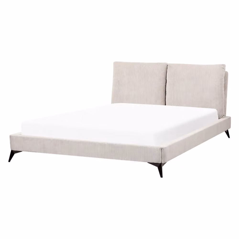 Letto imbottito Beliani in velluto a coste beige L/P: 160 x 200 cm – 2