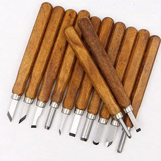 Set da 12 pezzi in legno e metallo per la lavorazione del legno - Set di viti da falegname - Utensili per la lavorazione del legno in legno e acciaio inossidabile