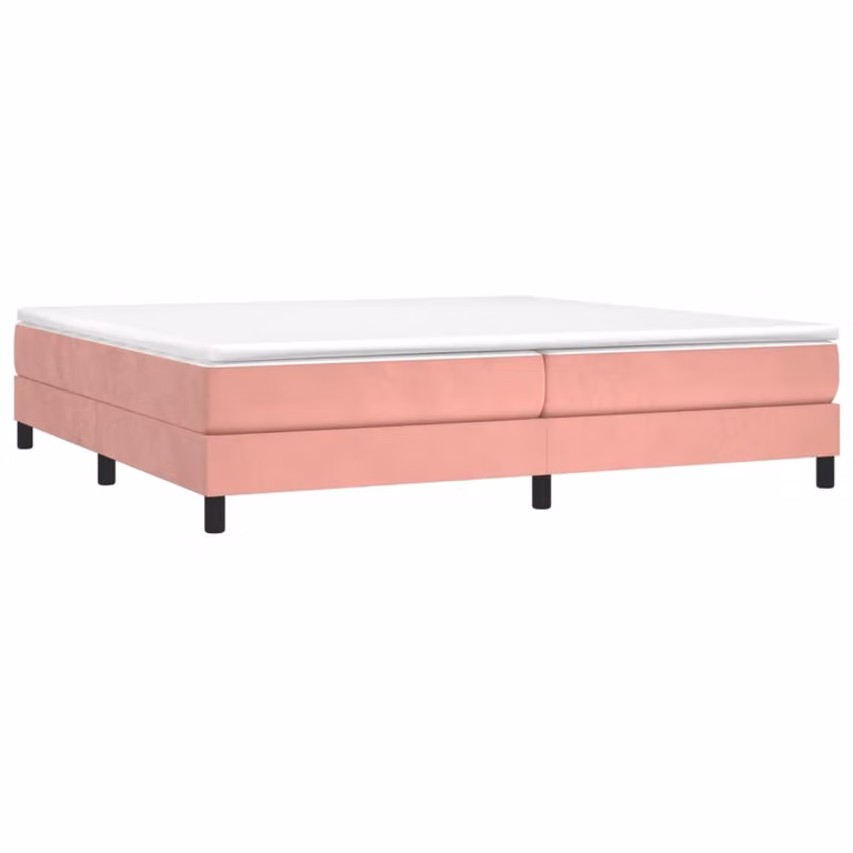 Struttura Letto a Rete a Molle Rosa 200x200 cm in Velluto