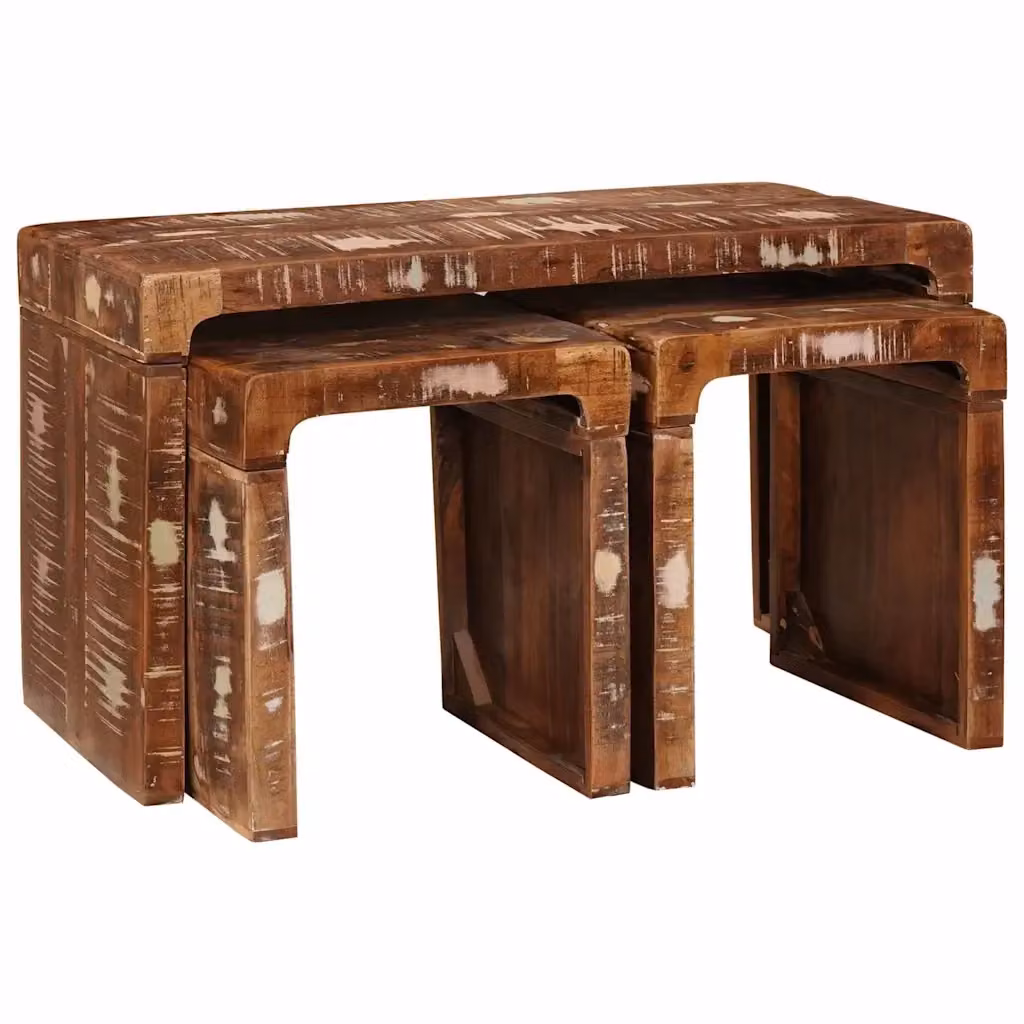 Set di 3 tavoli nesting moderni vidaXL in legno marrone L/P/H: 82 x 40 x 46 cm – 2