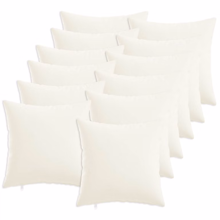 Set di 12 federe quadrate vidaXL HEERLEN in poliestere, colore bianco, L 40 x P 40 cm