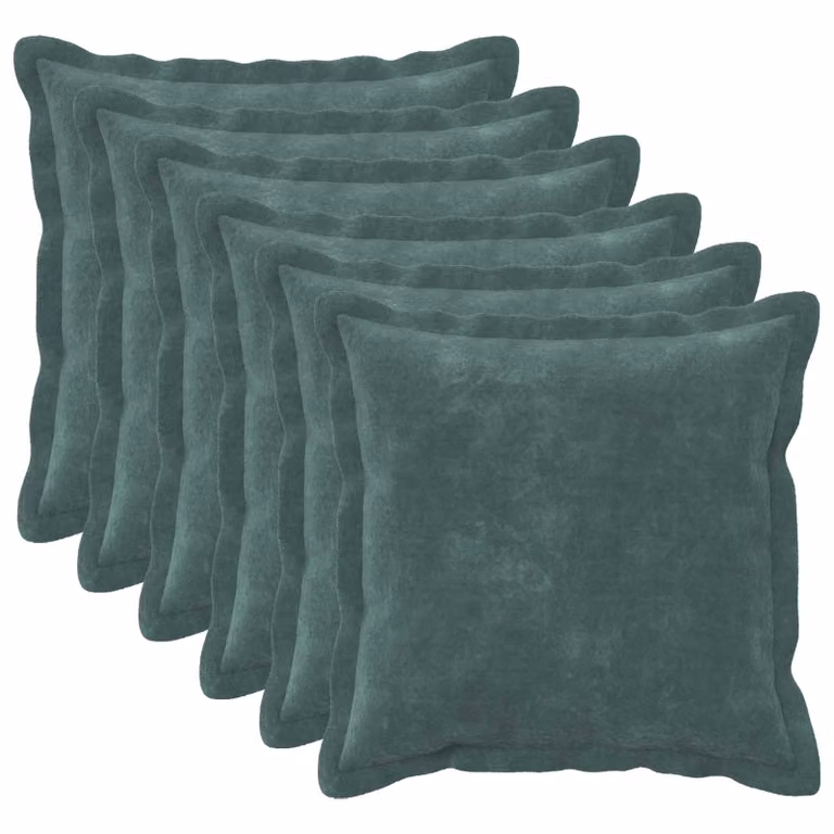 Set di 6 federe vidaXL HOUTEN blu petrol, microfibra, 40 x 40 cm