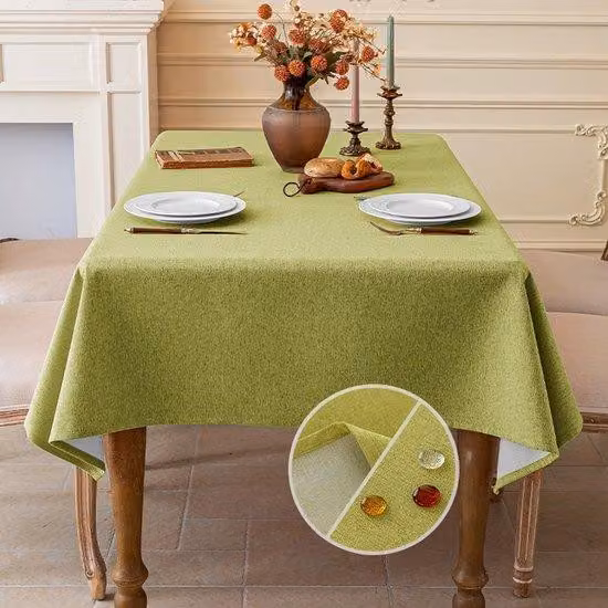 Tovaglia rettangolare impermeabile per tavolino da salotto e tavolo da pranzo, dimensioni 140x180 cm, colore verde, realizzata in poliestere, impermeabile, resistente ai graffi, ideale per soggiorno, sala da pranzo, balcone, giardino