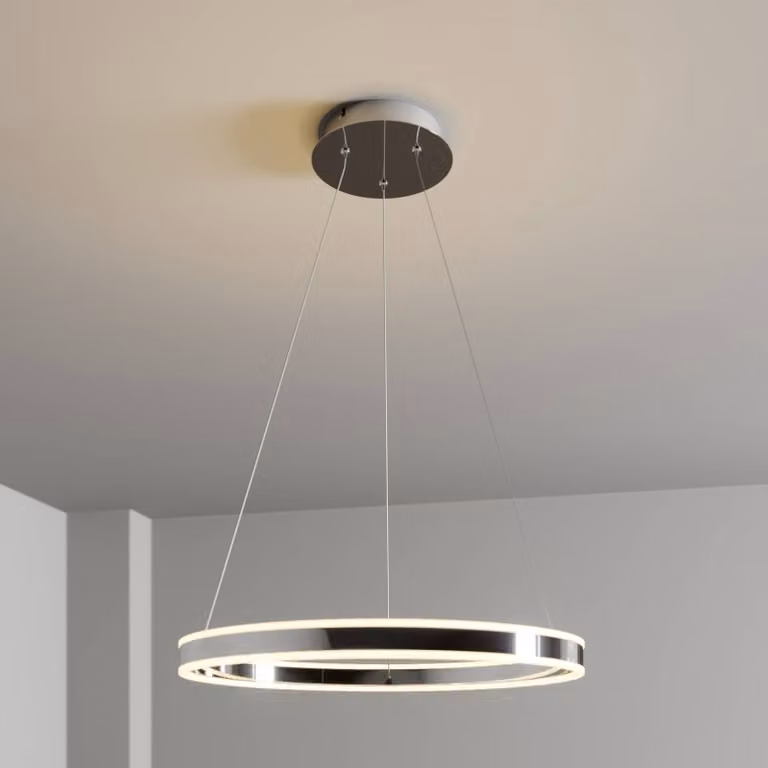 Lucande Lampada LED a sospensione Lyani, Ø 60 cm, cromo, dimmerabile Lyani Lucande,, Cromo / Argento, Soggiorno / Sala da pranzo, Metallo, Moderno