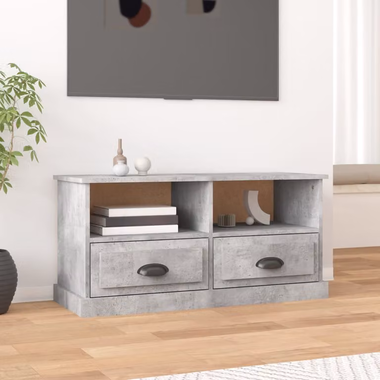Mobile Porta TV vidaXL Moderno in Legno e MDF Grigio Cemento L 93 cm x P 35,5 cm x H 45 cm