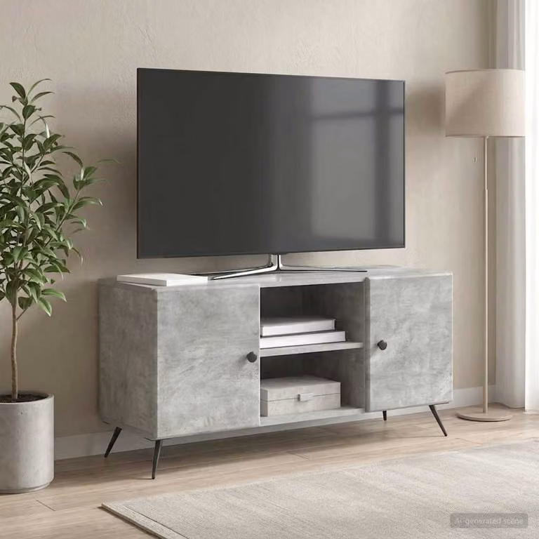 Mobile TV vidaXL Grigio Cemento L: 102 cm, P: 34,5 cm, H: 50 cm