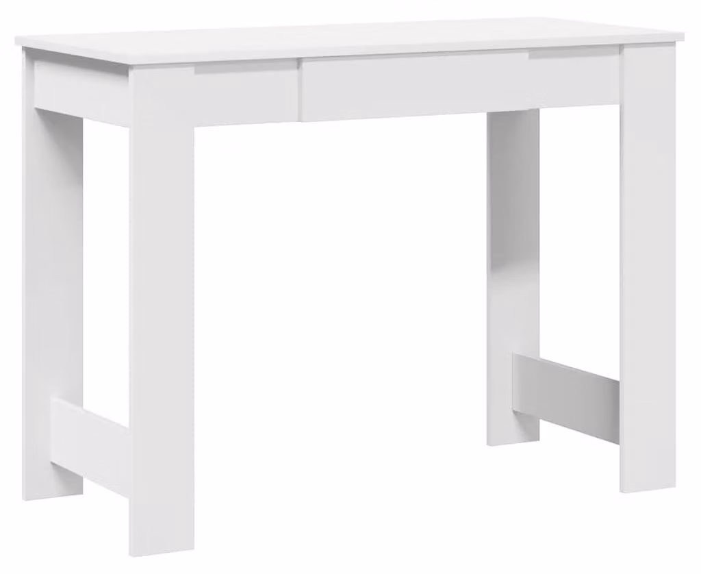 Scrivania moderna con spazio contenitore, realizzata in legno bianco