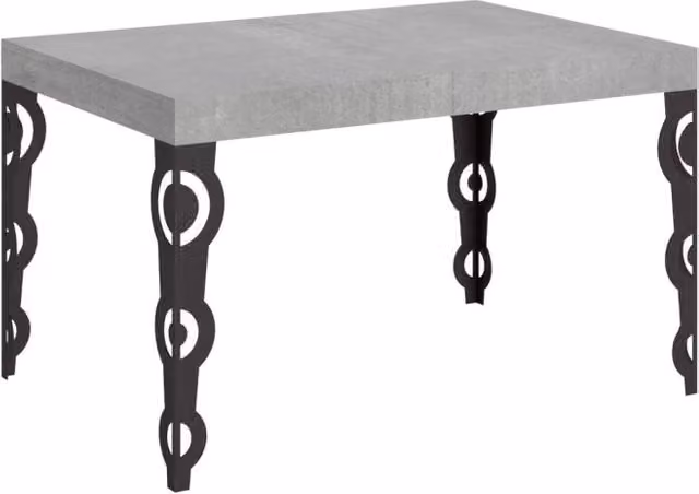 Tavolo da pranzo allungabile Itamoby Karamay con piano effetto cemento grigio e gambe antracite L: 140-400 cm, P: 90 cm