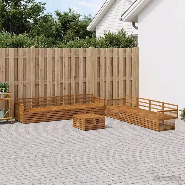 Set di 9 divani da esterno moderni vidaXL in legno di acacia massello colore marrone naturale