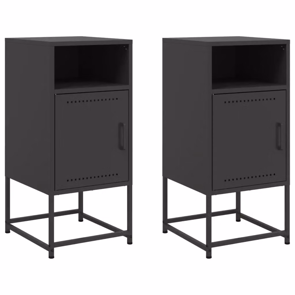 Set di 2 comodini sospesi vidaXL in metallo nero opaco L/P/H: 36 x 39 x 78 cm – 2