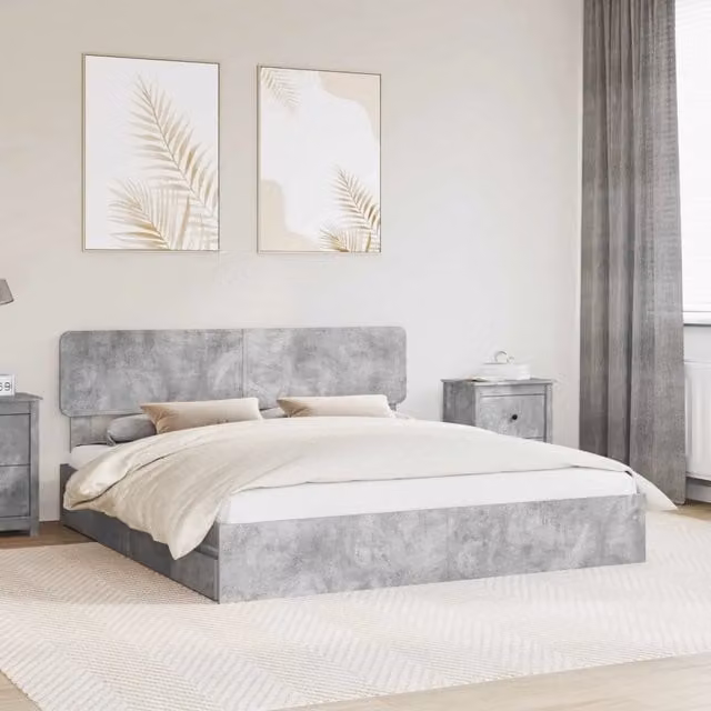 Letto con Contenitore con cassetto Grigio cemento 200 x 200 cm 3412244