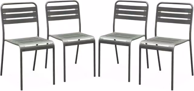 Set di 4 sedie da giardino bistrot Sweeek in acciaio verniciato a polvere, impilabili, verde kaki opaco – 1