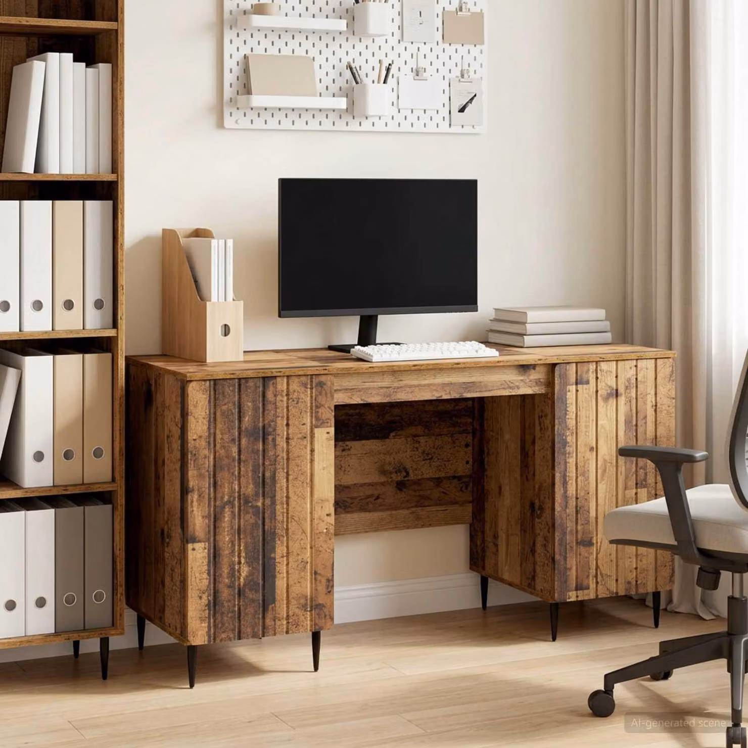 Maison Exclusive - Scrivania con mensola in legno di recupero 142,5 x 50 x 75 cm, materiale derivato dal legno