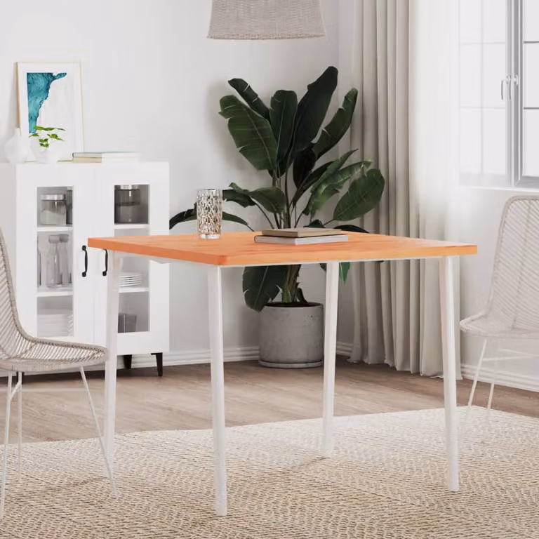 Piano per tavolo quadrato vidaXL in legno di faggio marrone con angoli arrotondati L: 80 cm, P: 80 cm, H: 2,5 cm
