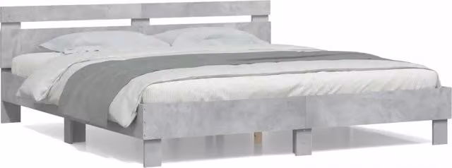 Letto matrimoniale | Letto per adulti | Giroletto Testiera Grigio Cemento 200x200 cm Legno Multistrato