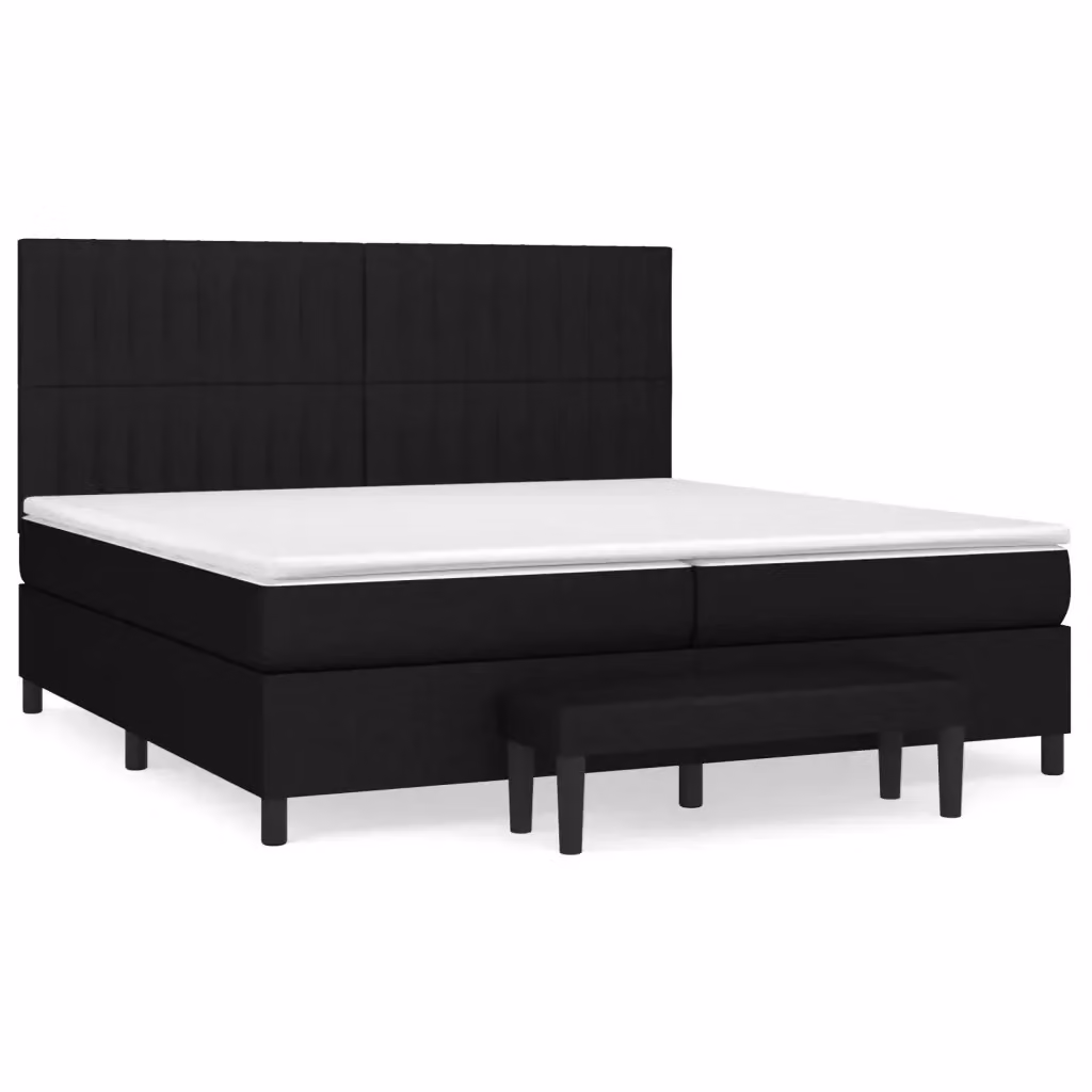 vidaXL Giroletto a Molle Ibrido con Materasso in Tessuto Nero 200 x 200 cm – 2