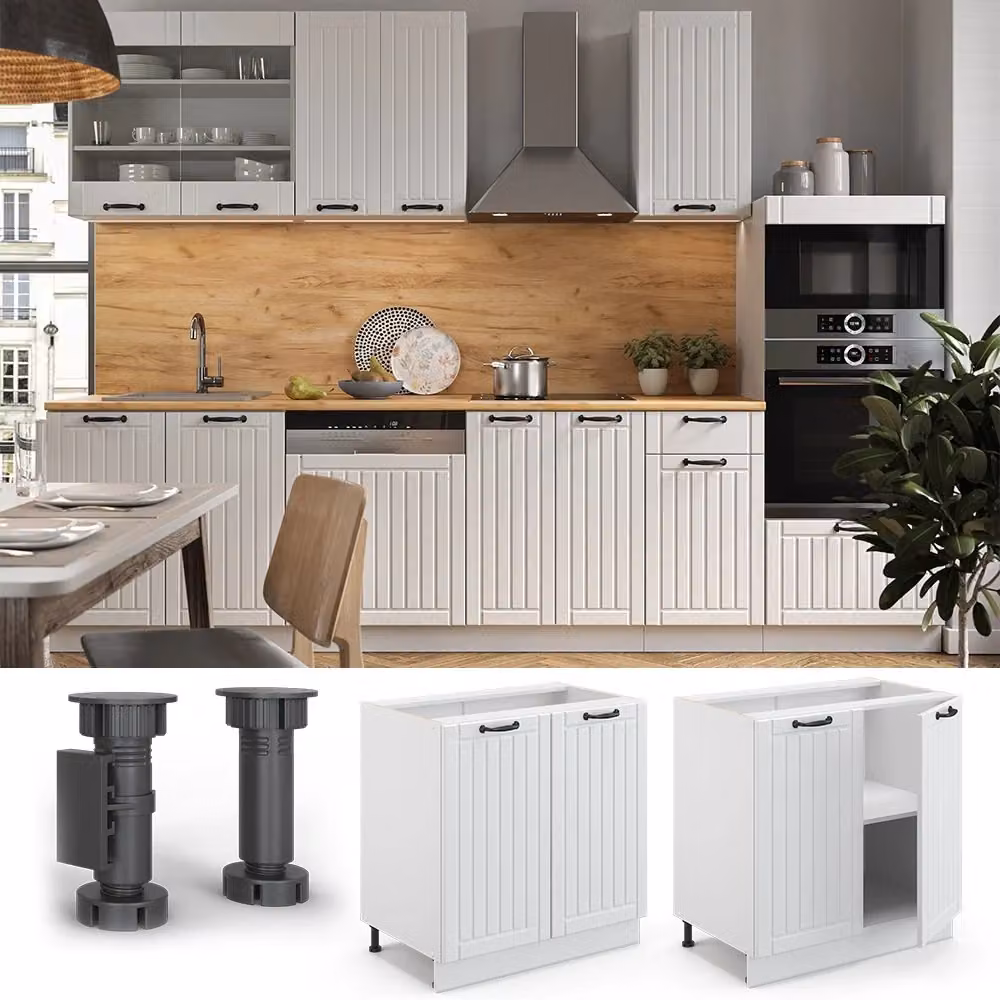 Mobiletto base cucina Vicco Fame-Line Bianco country in MDF con ante a battente, L: 80 cm – 2