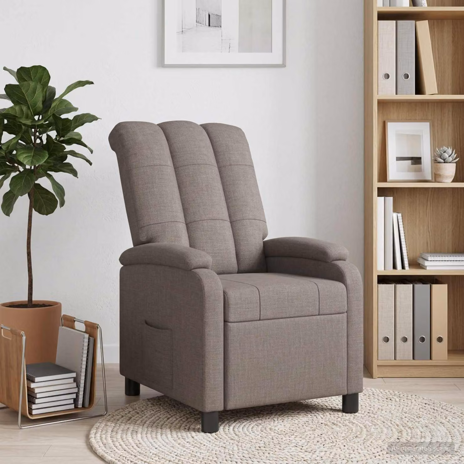 Poltrona reclinabile relax vidaXL in tessuto beige e grigio con braccioli e design moderno