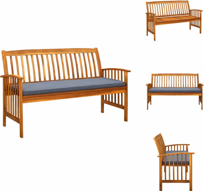 vidaXL Panca da giardino con cuscino 147 cm in legno massiccio di acacia - Panche da giardino
