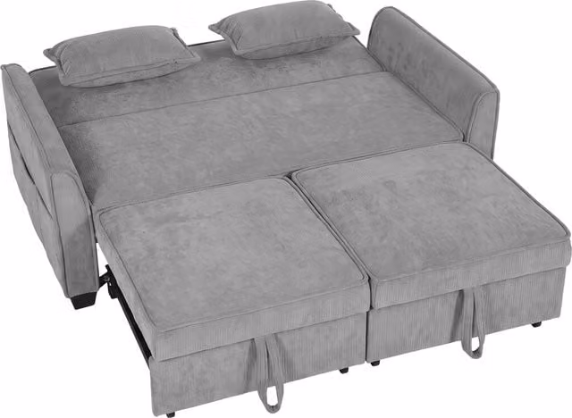Divano letto HOMCOM 2 posti a L 4-in-1 con schienale regolabile e tasche laterali, grigio