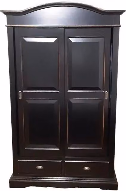 Armadio con 2 ante scorrevoli in legno stile shabby chic nero Mobili 2G L/P/H: 122 x 59 x 200 cm – 2