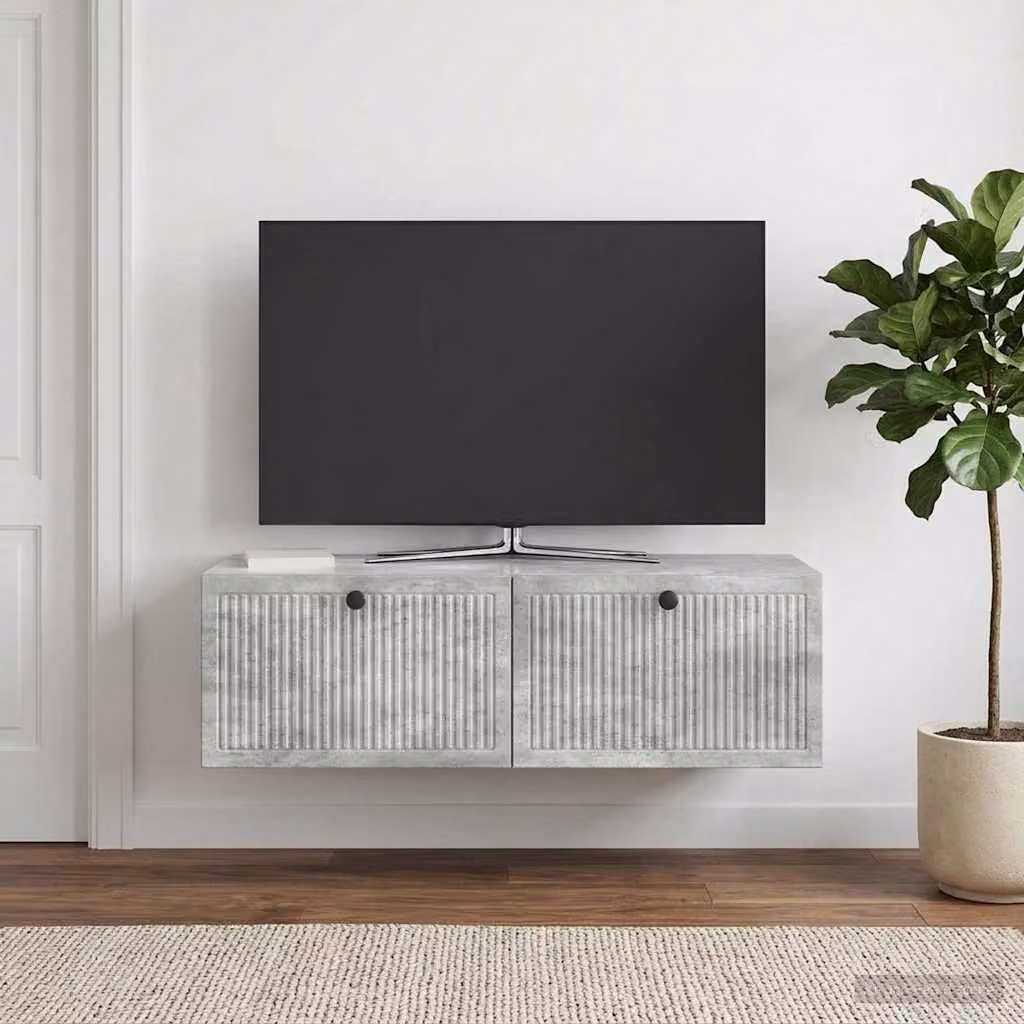 Mobile Porta TV da Muro vidaXL Moderno in MDF Grigio, L 98 x P 41 x H 30 cm