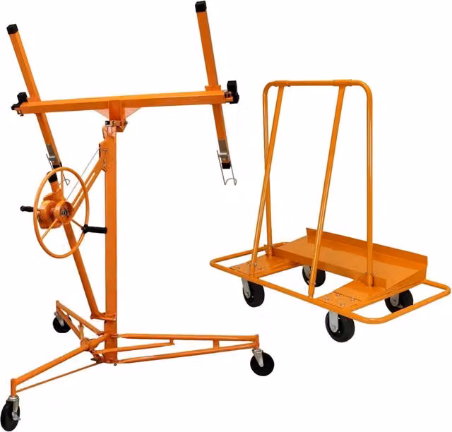 Alzalastre per Cartongesso T-Mech con Carrello, Colore Arancione, Portata 68 kg, Altezza Massima 4.9 m, L/P/H: 122 x 142 x 119 cm