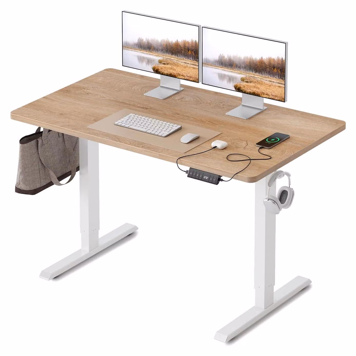 Scrivania regolabile in altezza - Piano 100 x 60 cm - Elettrica - Con porte USB