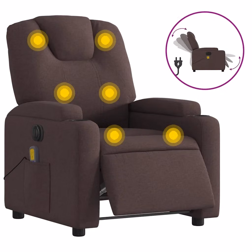 Poltrona relax reclinabile elettrica vidaXL in tessuto marrone scuro – 2