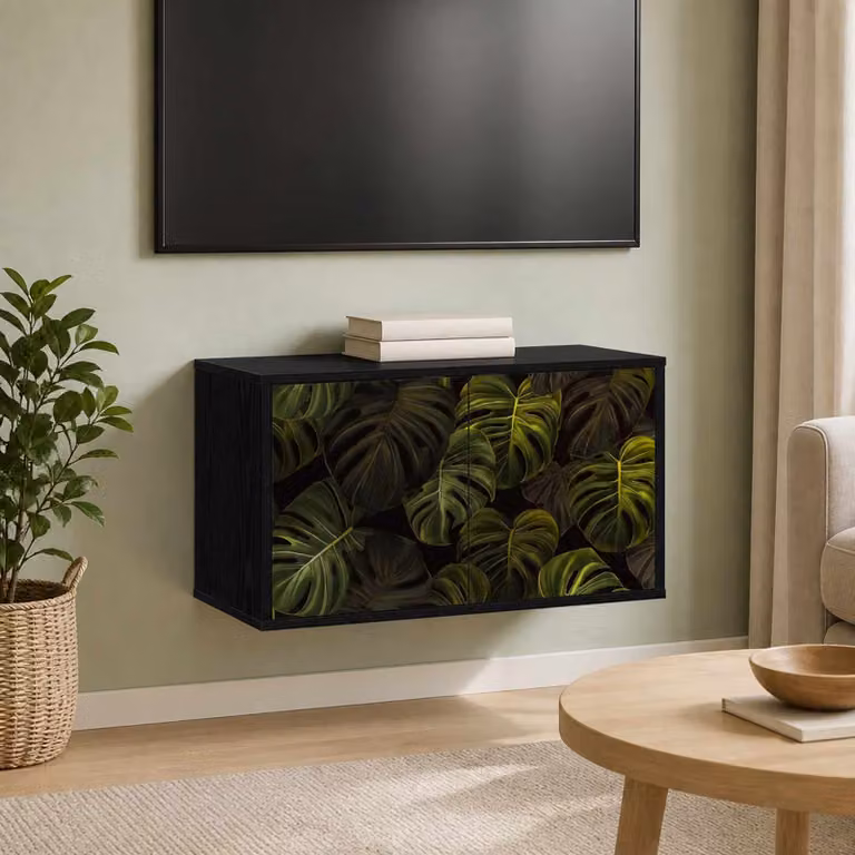 Mobile TV da parete vidaXL ELBURG in Rovere Nero, L 69 x P 33 x H 40 cm