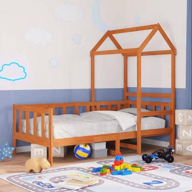 Set di Letto per il Giorno 2 pz Marrone cerato Pino massello 3422707