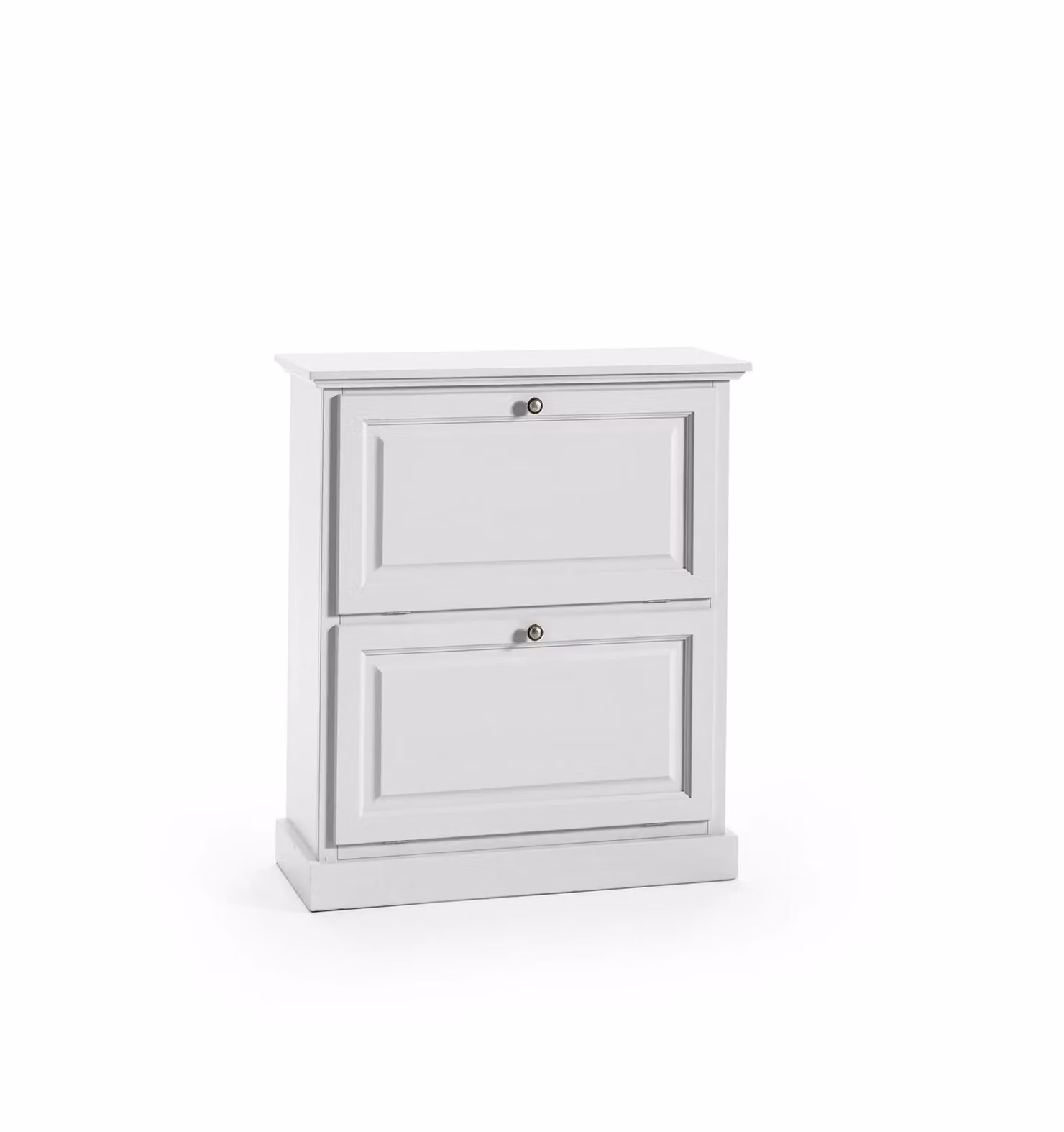 Scarpiera Mobili 2G laccata bianco con 2 ribalte doppie per 12 paia di scarpe L: 80 cm, P: 30 cm, H: 93 cm