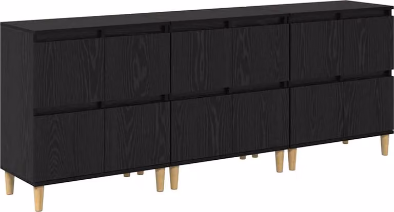Sideboards 3 pcs Rovere Nero 60 x 35 x 70 cm Legno multistrato